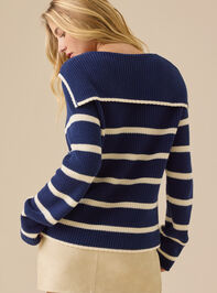 Gianna Striped Collared Cardigan Detail 5 - TULLABEE