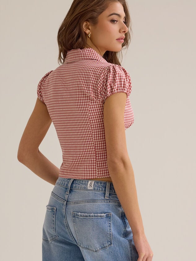 Bonnie Gingham Button Up Top Detail 4 - TULLABEE
