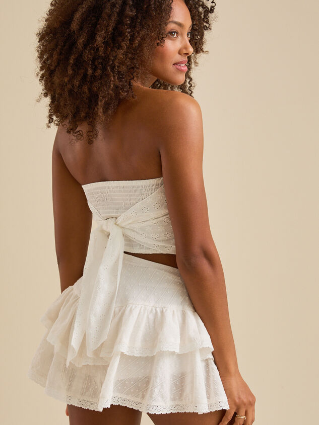 Louise Embroidered Tie-Back Tube Top Detail 5 - TULLABEE