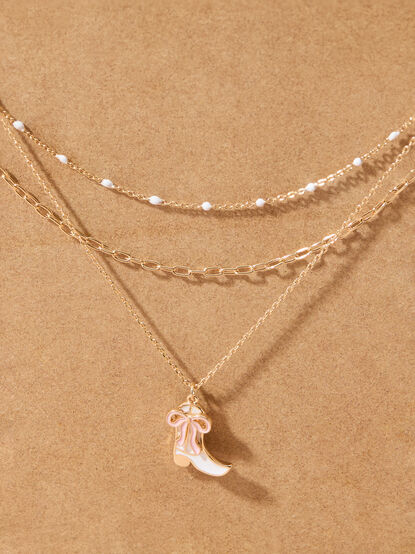 Layered Coquette Cowgirl Charm Necklace - TULLABEE
