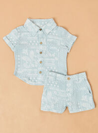 Emery Patchwork Shorts Detail 3 - TULLABEE