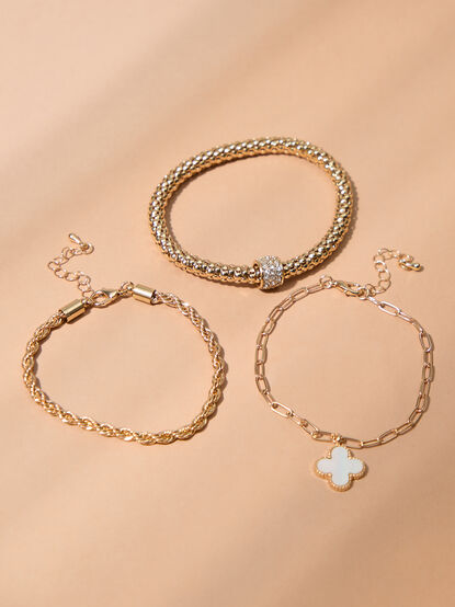 Clover Enamel Bracelet Set - TULLABEE