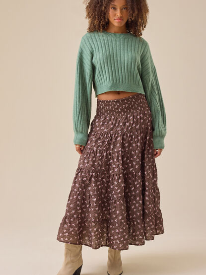 Tilla Floral Tiered Midi Skirt - TULLABEE
