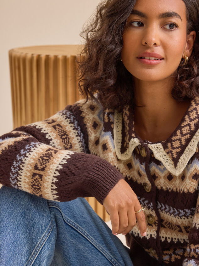 Sherrie Fair Isle Cropped Cardigan Detail 4 - TULLABEE