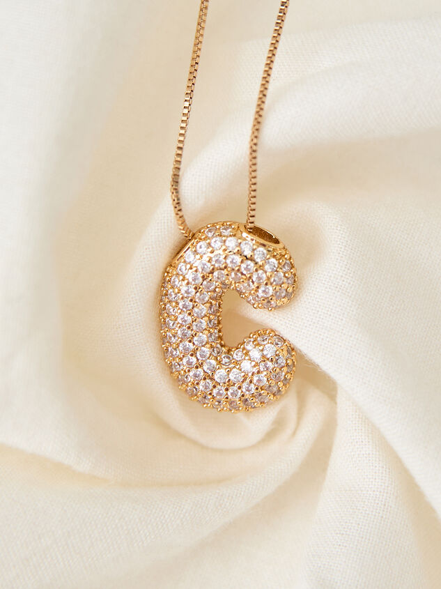 18K Gold Monogram Charm Necklace - C - TULLABEE