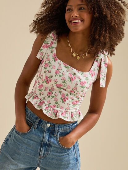Ashlin Floral Corset Peplum Top - TULLABEE