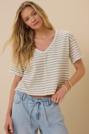 Scarlett V-Neck Striped Top - Altar'd State - 