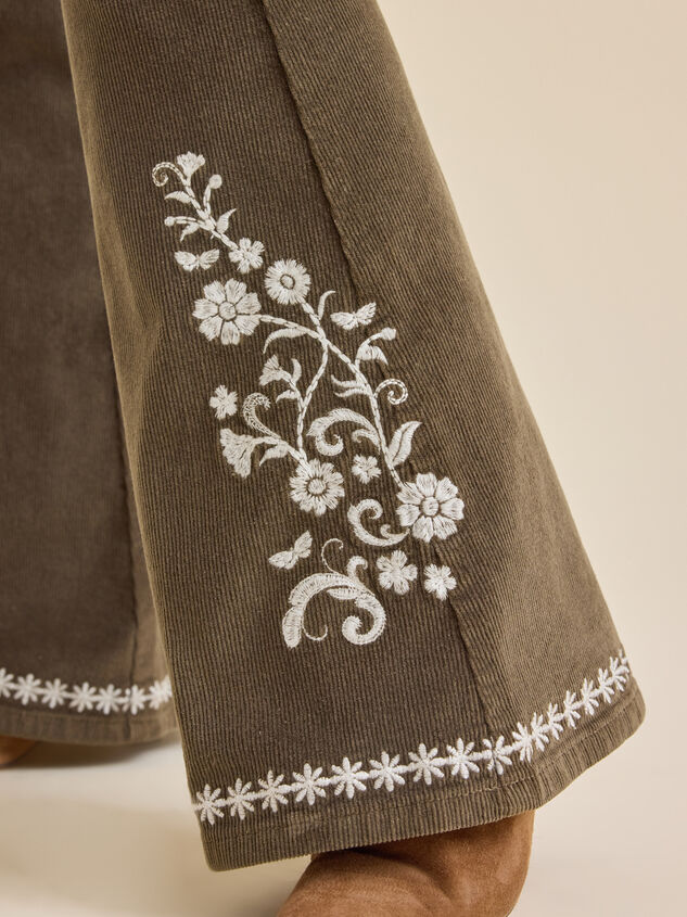 Willow Corduroy Embroidered Flare Detail 6 - TULLABEE