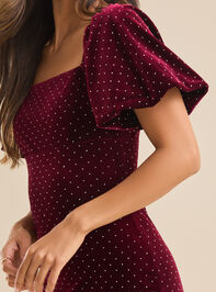 Lana Velvet Rhinestone Mini Dress Detail 2 - TULLABEE