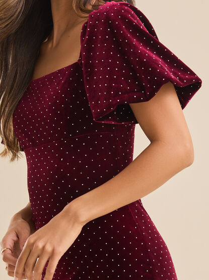 Lana Velvet Rhinestone Mini Dress - TULLABEE