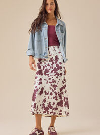 Cow Print Satin Midi Skirt - TULLABEE