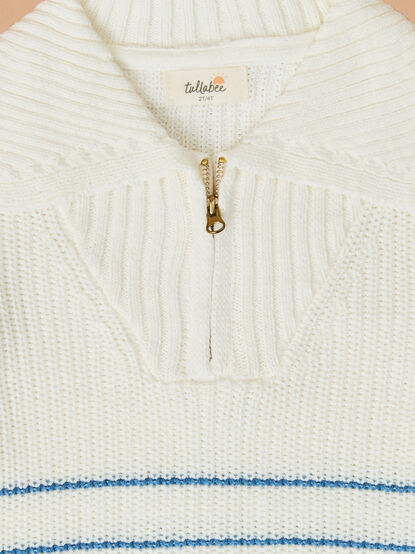 Sawyer Stripe Quarter Zip Sweater - TULLABEE