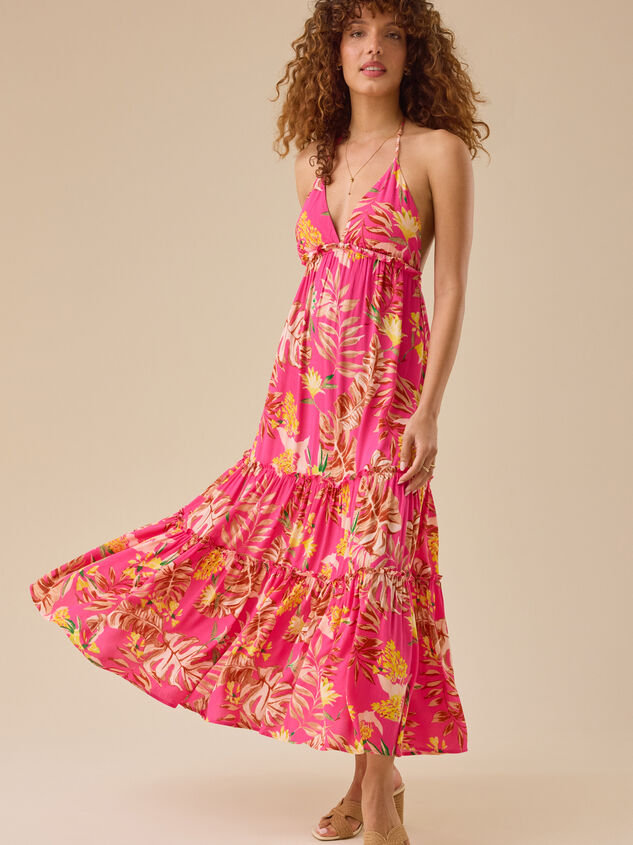 Gwynne Tropical Tiered Maxi Dress Detail 3 - TULLABEE