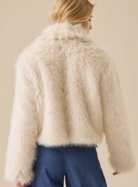 Elodie Tie Front Fur Jacket Detail 6 - TULLABEE