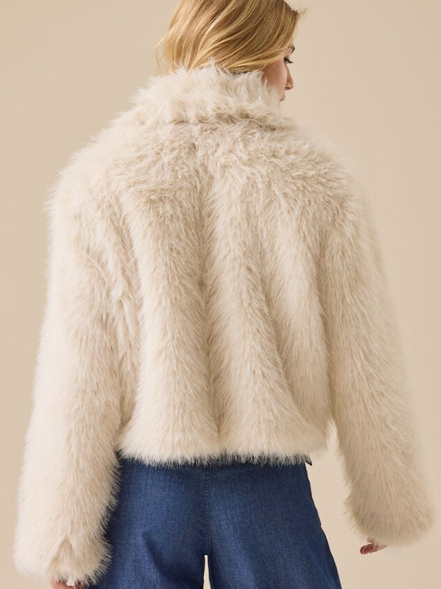 Elodie Tie Front Fur Jacket Detail 6 - TULLABEE