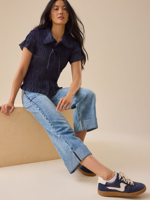 Rowan Denim Smocked Top Detail 3 - TULLABEE
