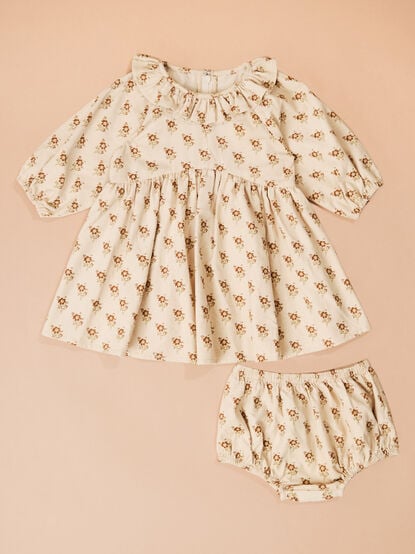 Anne Floral Corduroy Dress and Bloomer Set - TULLABEE