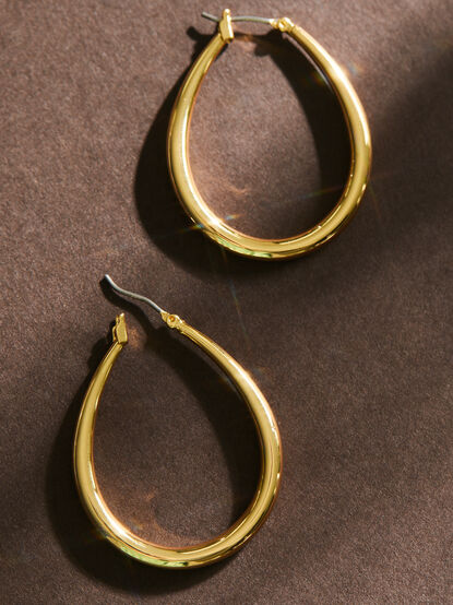 18K Gold Oval Hoop - TULLABEE