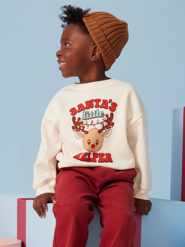 Santa's Little Helper Sweatshirt Detail 1 - TULLABEE