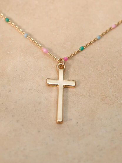 Painted Chain Cross Necklace - TULLABEE