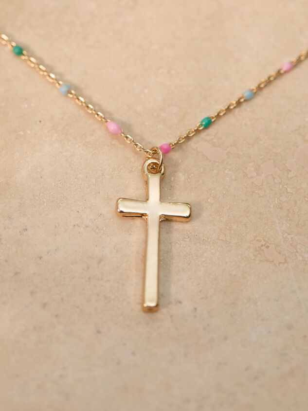 Painted Chain Cross Necklace Detail 2 - TULLABEE