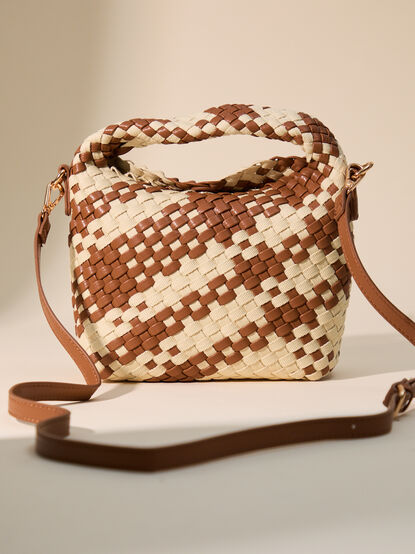 Mini Woven Checkered Crossbody Bag - TULLABEE