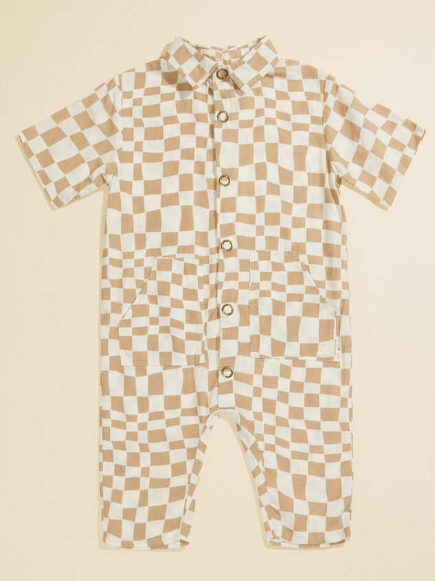 Rhett Checkered Baby Jumpsuit by Rylee + Cru Detail 3 - TULLABEE