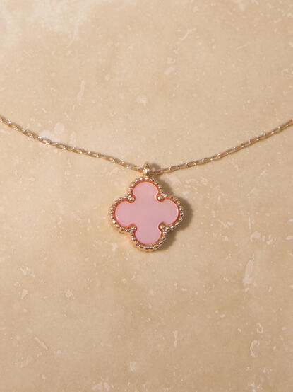 Pink Clover Charm Necklace - TULLABEE