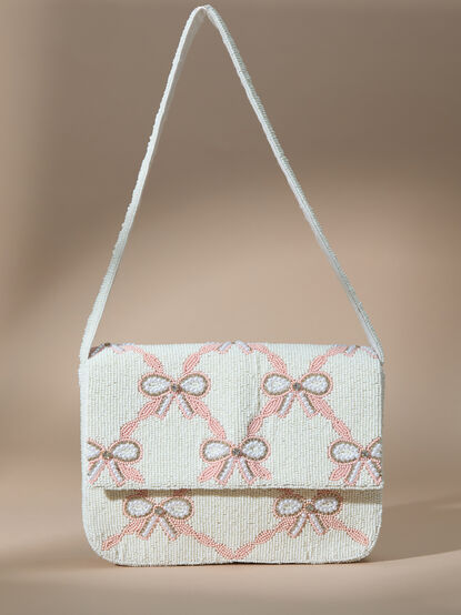 Beaded Bow Shoulder Purse - TULLABEE