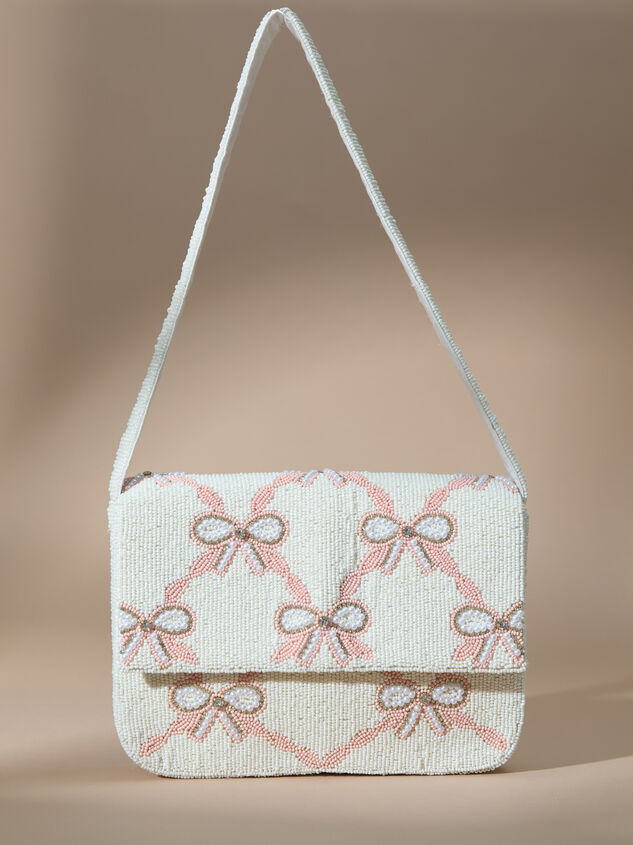 Beaded Bow Shoulder Purse Detail 2 - TULLABEE