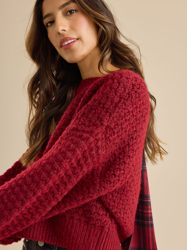 Betty Plaid Bow Sweater Detail 3 - TULLABEE