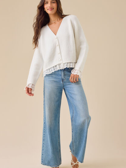 Salome Lace Trim Cardigan - TULLABEE