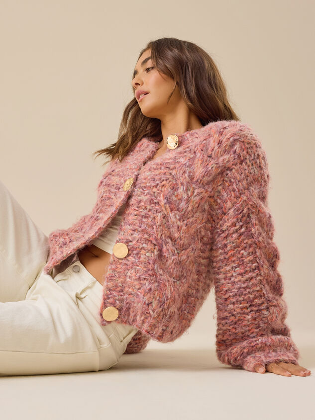 Poppie Chunky Knit Cardigan Detail 2 - TULLABEE