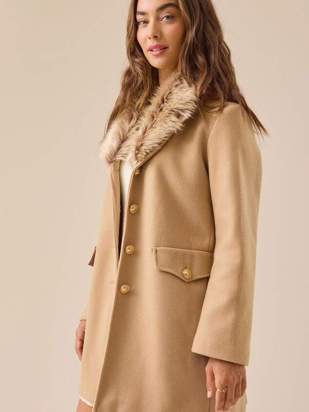 Freyda Faux Fur Collar Jacket Detail 5 - TULLABEE