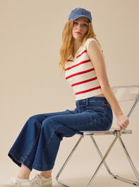 Norah Striped Knit Polo Top Detail 2 - TULLABEE