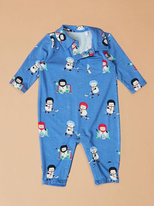 Hockey Snowman Polo Romper Detail 3 - TULLABEE