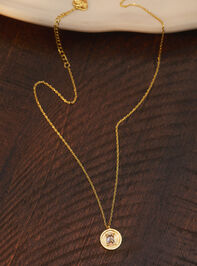 18K Gold Coin Cross Charm Necklace Detail 2 - TULLABEE