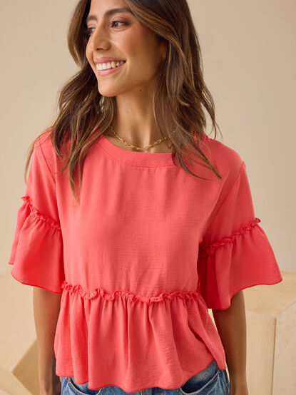 Lori Ruffle Sleeve Top - TULLABEE