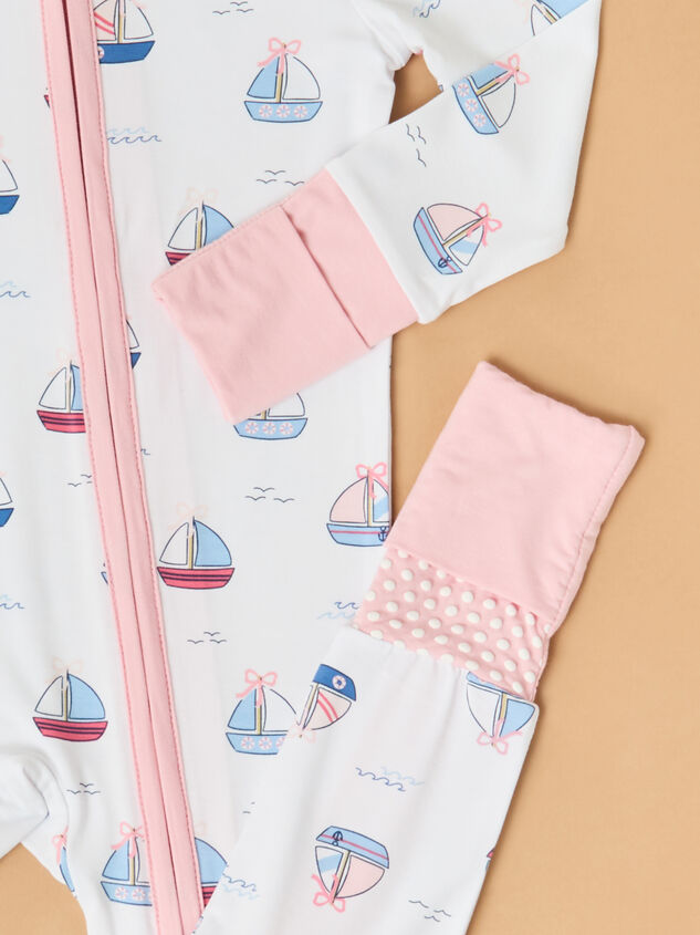 Bubble Sailboat Ruffle Sleeper Detail 2 - TULLABEE