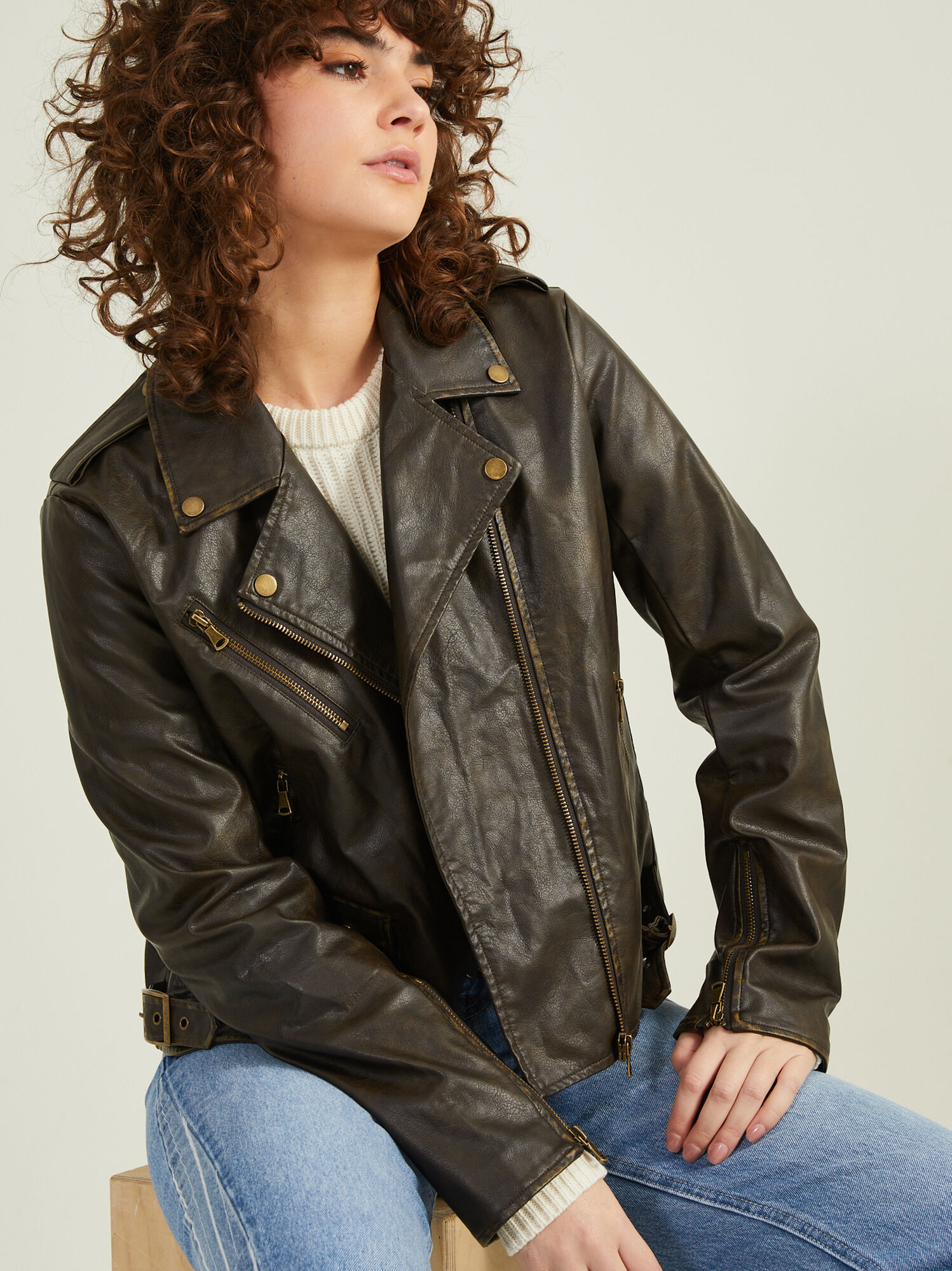Emely Oversized Vegan Leather Jacket