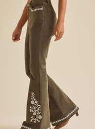 Willow Corduroy Embroidered Flare Detail 3 - TULLABEE