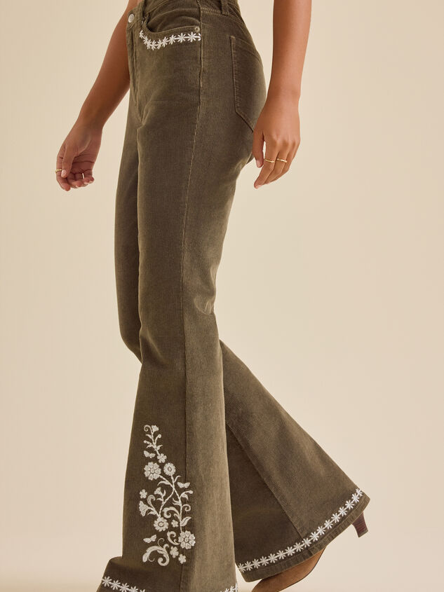 Willow Corduroy Embroidered Flare Detail 3 - TULLABEE