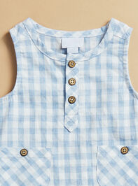 Jacob Gingham Romper Detail 3 - TULLABEE