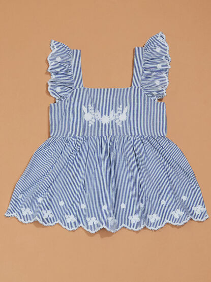 Jane Striped Floral Embroidered Dress - TULLABEE