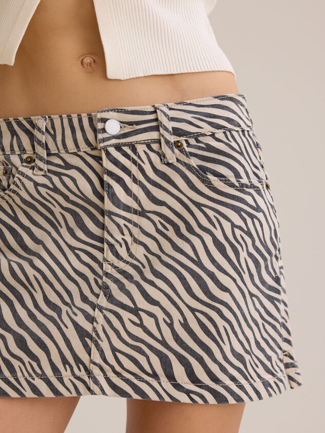 Nina Zebra Denim Mini Skirt Detail 2 - TULLABEE