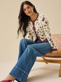 Kendall Cow Print Cardigan Detail 2 - TULLABEE