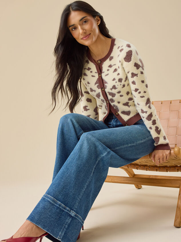 Kendall Cow Print Cardigan Detail 2 - TULLABEE