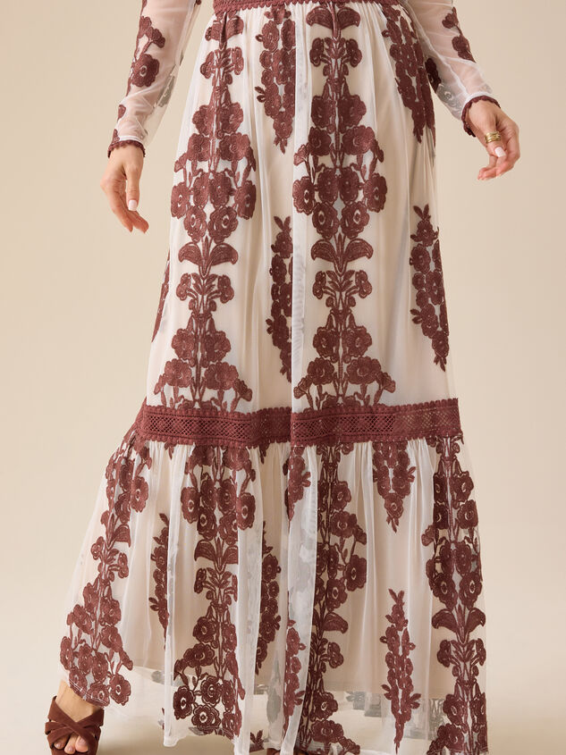 Arissa Floral Embroidered Maxi Skirt Detail 5 - TULLABEE