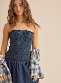 Skyler Denim Mini Dress Detail 2 - TULLABEE