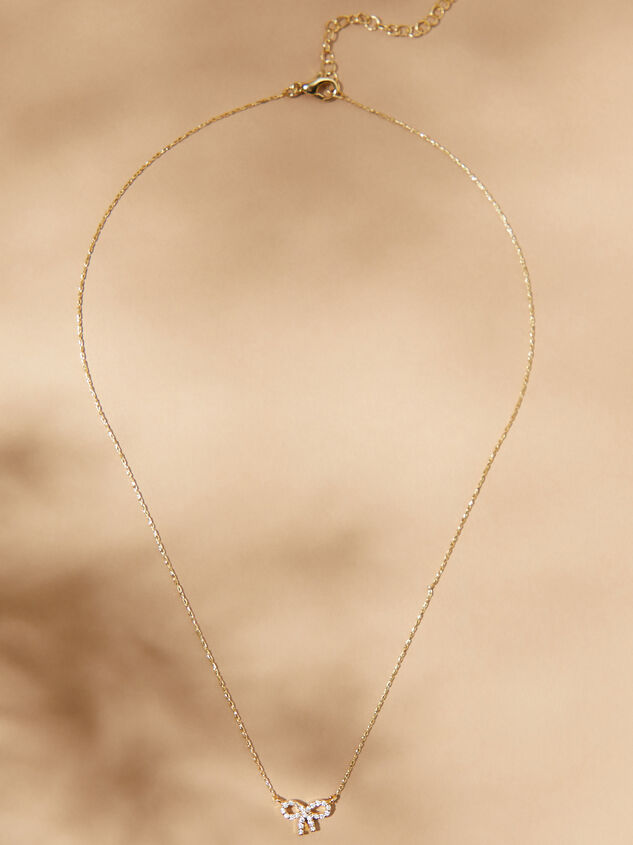 18K Gold Dimond Studded Bow Necklace Detail 2 - TULLABEE